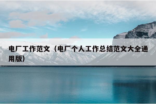 电厂工作范文(电厂个人工作总结范文大全通用版)
