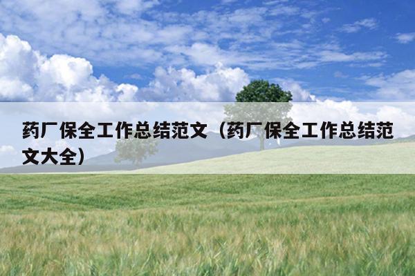 药厂保全工作总结范文(药厂保全工作总结范文大全)