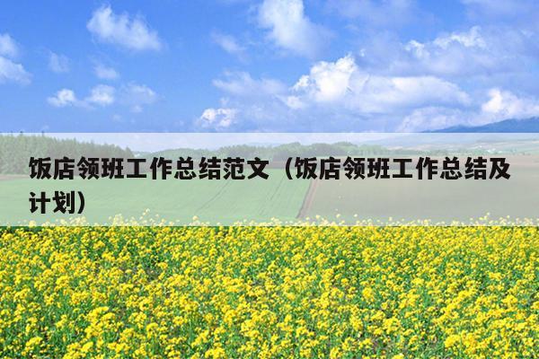 饭店领班工作总结范文(饭店领班工作总结及计划)