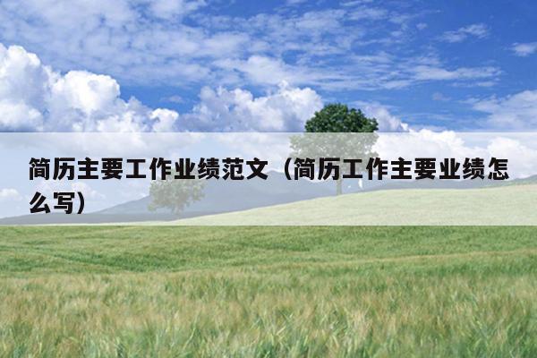 简历主要工作业绩范文(简历工作主要业绩怎么写)