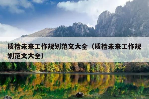 质检未来工作规划范文大全(质检未来工作规划范文大全)