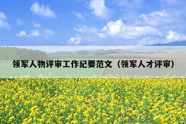 领军人物评审工作纪要范文(领军人才评审)