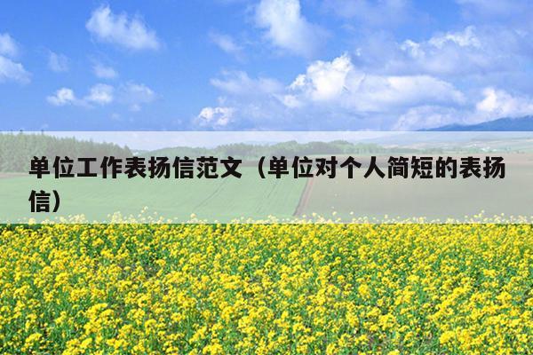 单位工作表扬信范文(单位对个人简短的表扬信)