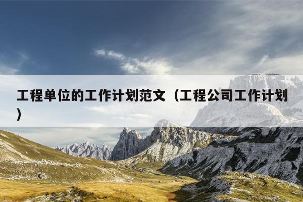 工程单位的工作计划范文(工程公司工作计划)