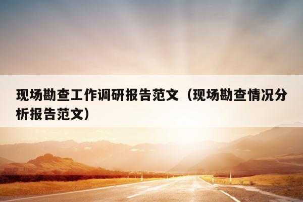 现场勘查工作调研报告范文(现场勘查情况分析报告范文)