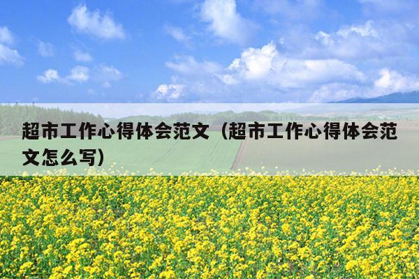 超市工作心得体会范文(超市工作心得体会范文怎么写)