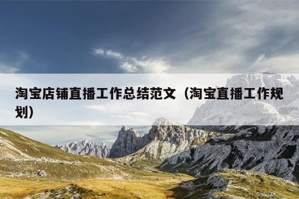 淘宝店铺直播工作总结范文(淘宝直播工作规划)