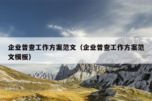 企业普查工作方案范文(企业普查工作方案范文模板)