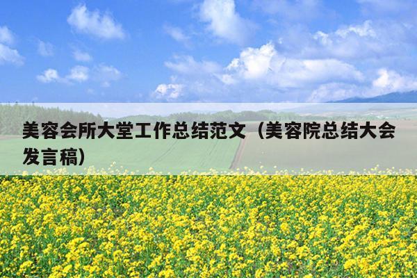 美容会所大堂工作总结范文(美容院总结大会发言稿)