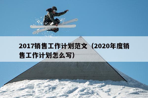 2017销售工作计划范文(2020年度销售工作计划怎么写)