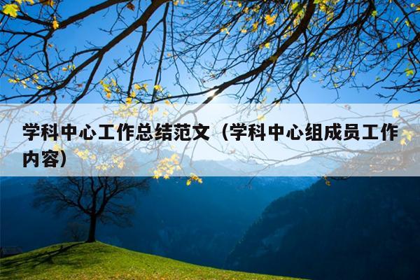 学科中心工作总结范文(学科中心组成员工作内容)