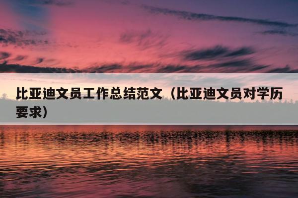 比亚迪文员工作总结范文(比亚迪文员对学历要求)