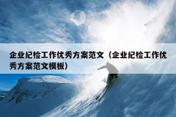企业纪检工作优秀方案范文(企业纪检工作优秀方案范文模板)