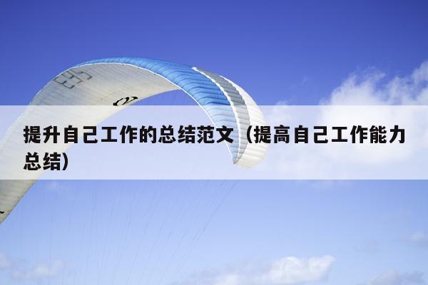 提升自己工作的总结范文(提高自己工作能力总结)