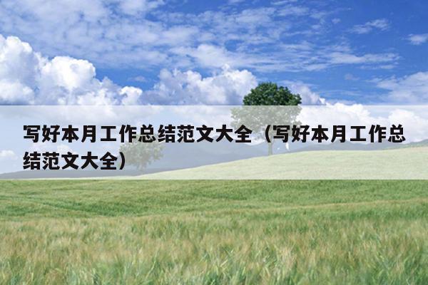 写好本月工作总结范文大全(写好本月工作总结范文大全)