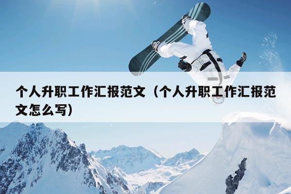 个人升职工作汇报范文(个人升职工作汇报范文怎么写)