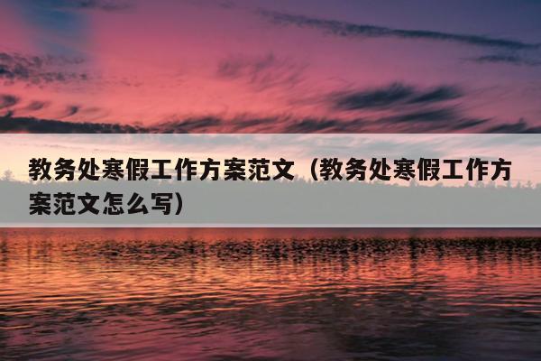 教务处寒假工作方案范文(教务处寒假工作方案范文怎么写)