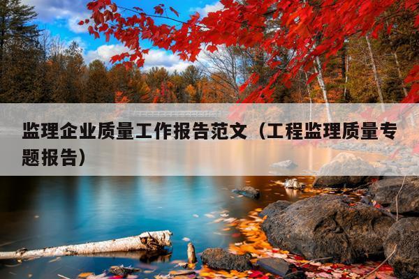 监理企业质量工作报告范文(工程监理质量专题报告)