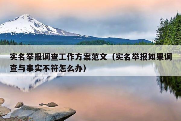 实名举报调查工作方案范文(实名举报如果调查与事实不符怎么办)
